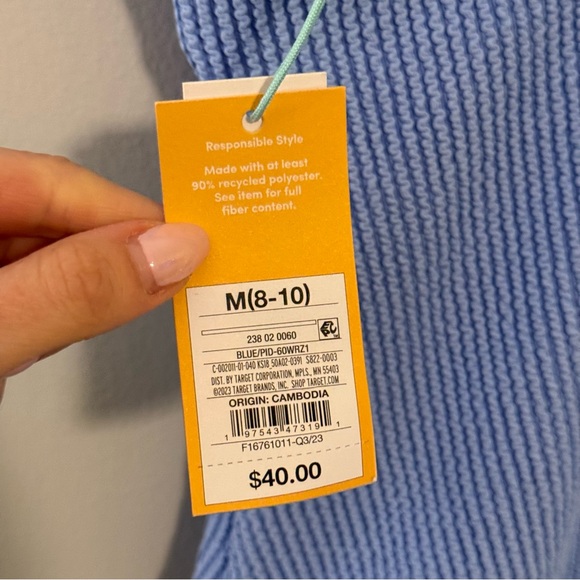 Light Blue Ribbed Swimsuit - Picture 9 of 9